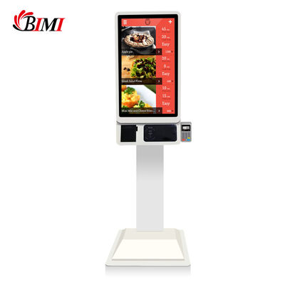 Chiosco self-service schermo touch da 32 pollici montato a parete con stampante a 80 mm scanner di codici a barre QR