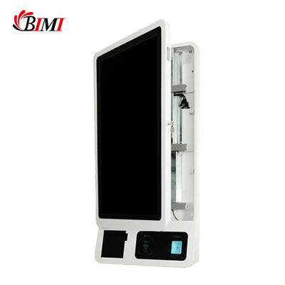 Chiosco self-service schermo touch da 32 pollici montato a parete con stampante a 80 mm scanner di codici a barre QR