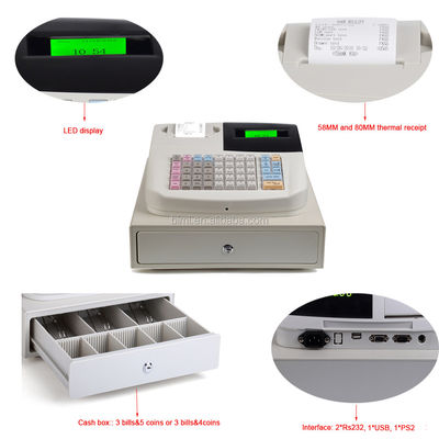 Registratore di cassa portatile bianco con stampante 58 mm e software di cassa