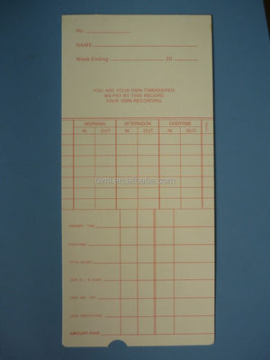 50 pezzi/pacco Carte Time per registratore di orario C050 Carte mensili di pagamento Settimanale opzionale Articolo C050